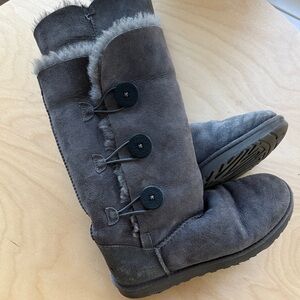 UGG Women's Bottom tall Charcoal Shearling Boots